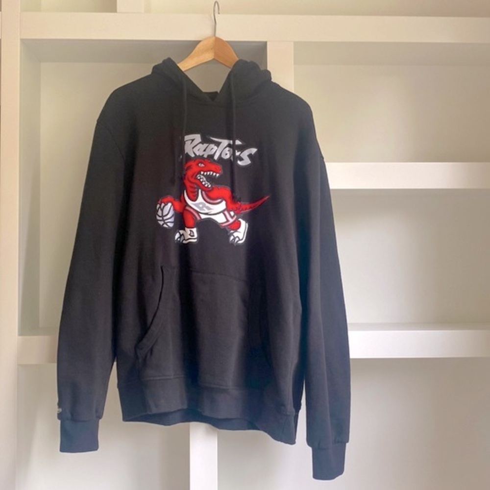Boys Mitchell and Ness Black Raptors Hoodie in XL